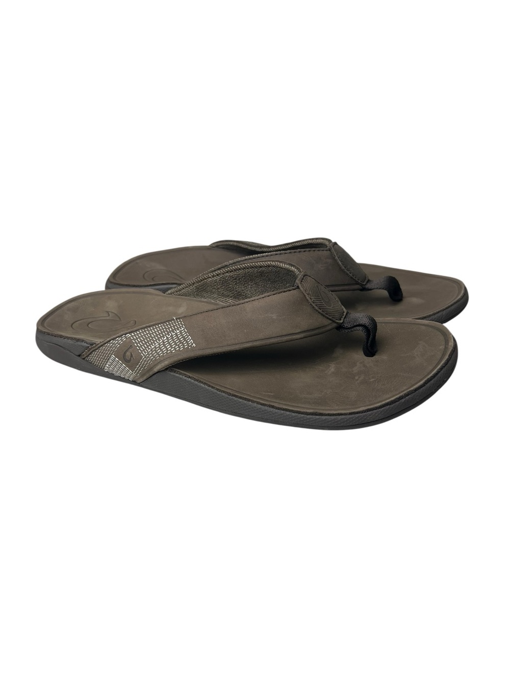 Olukai Tuahine Brown Leather Flip Flops Men’s Size 11 Sandals
